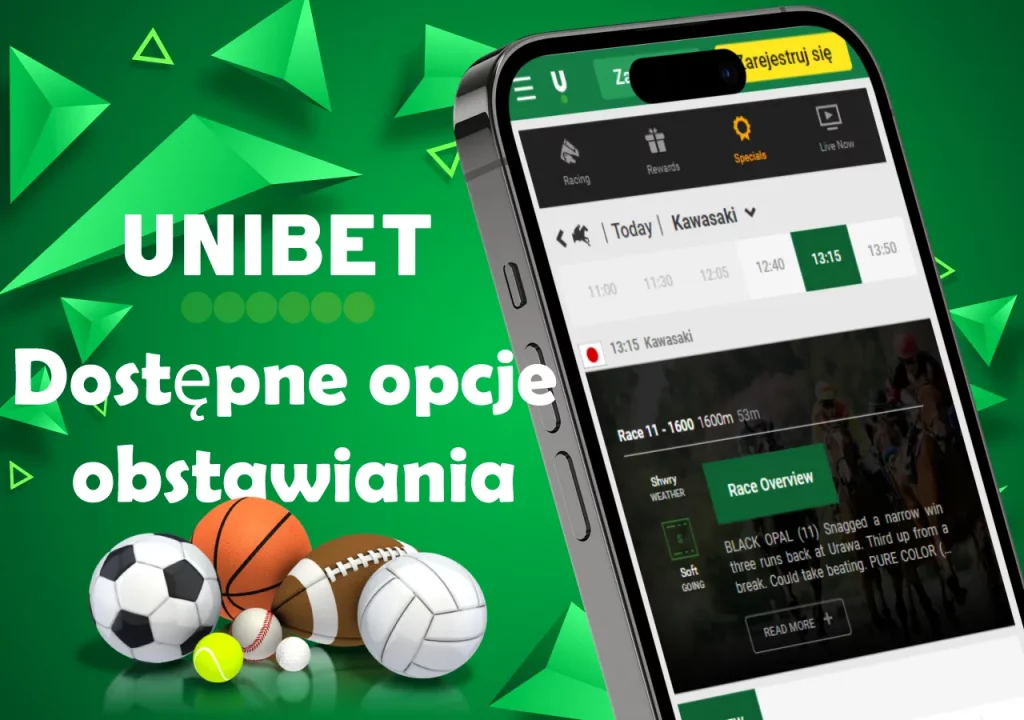 Rynki, kursy i transmisje na żywo w aplikacji Unibet