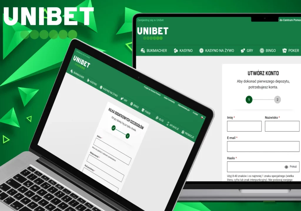 Rejestracja nowego użytkownika w Unibet